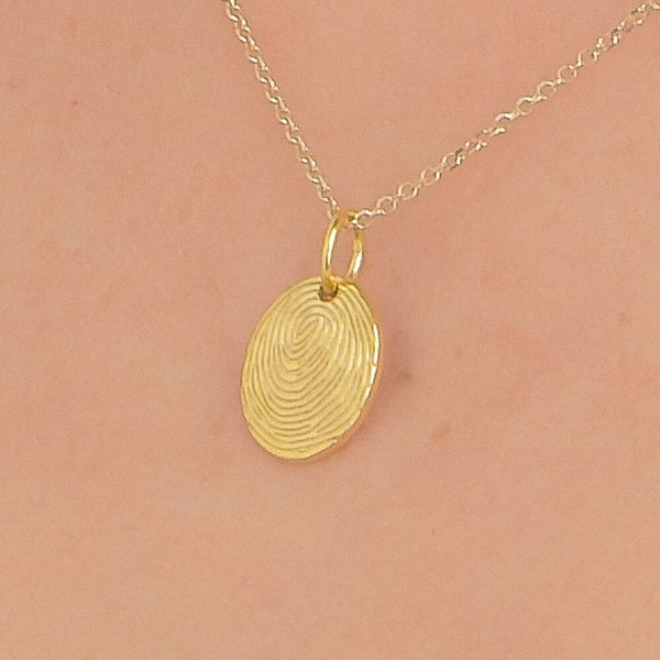 Solid gold 14K Fingerprint Oval Necklace, K18 Oval Fingerprint, Personalized Necklace, Custom Necklace, Custom Necklace, Personalised Gift