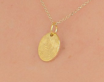 Solid gold 14K Fingerprint Oval Necklace, K18 Oval Fingerprint, Personalized Necklace, Custom Necklace, Custom Necklace, Personalised Gift