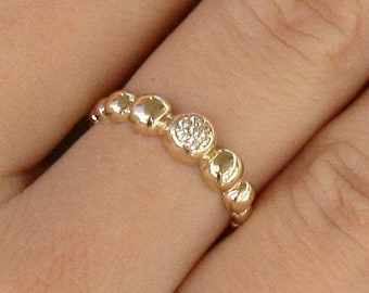 solid gold ring 14K-18K – bubble diamond ring – chunky diamond ring – bubble gold ring – chunky gold ring