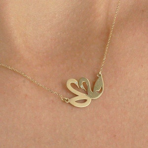 Solid Gold Swan Necklace (9K, 14K, 18K) | Diamond Love Symbol Pendant | Personalized Valentine&#39;s Gift
