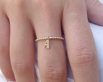 Solid Gold (14K-18K) Diamond Ring, Personalised Initial Ring, Birthday Ring, Cross Ring, Triangle Ring, Evil Eye Ring, Good Luck Gift