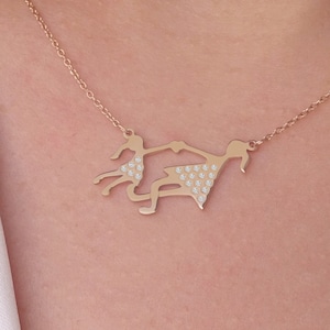 Solid Gold Mother and Daughter Diamond Necklace K18 | Heartfelt Gift for Mom & Grandma