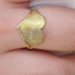 Solid gold (9K,14K,18K) Heart Fingerprint Ring, Custom Ring, Promise Ring, Custom Dog Tag Ring