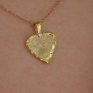 Sterling Silver Heart Fingerprint Necklace, Memorial Necklace, Custom Engraved Necklace, Gift for mom, Mother’s Day Jewelry