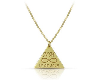 Solid Gold 9K - Solid Gold 14K - Gift for Her - Gold Necklace Triangle - Pendant - Custom - Letters - Symbols - Letter - Handmade