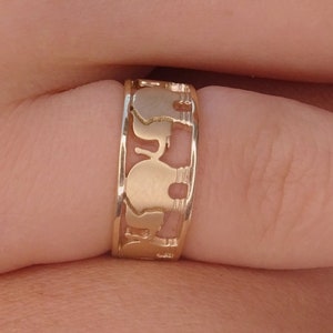 Solid Gold Elephant Ring, Minimal Boho Fashion Luck Animal Jewelry
