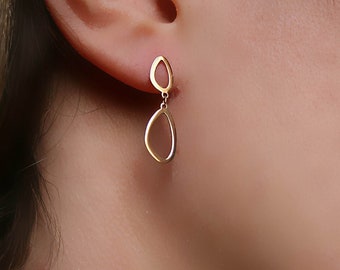Earring - Solid Gold 14K - 9K - Asymmetrical Shape - Gift for her - Earlobe - Modern - Minimalistic