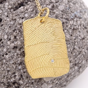 Solid Gold Fingerprint Necklaces, Two Size Pendants, Memorial Jewelry