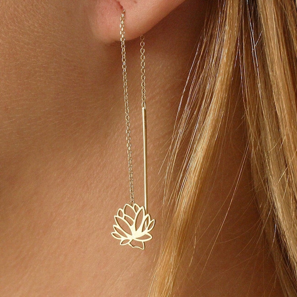 Solid Gold Lotus Earrings | Spiritual Jewelry & Gifts | Yoga-Inspired Design