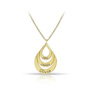 Solid Gold Teardrop Necklace 9k/14k, Custom Handwriting, Memorial Gift