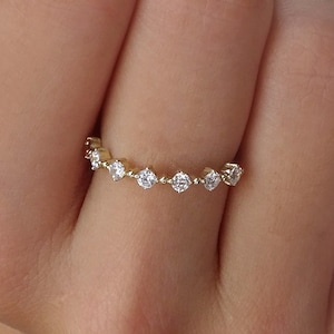 Solid Gold (9K, 14K, 18K) Multi Zircon Stone Ring, Eternity Stone Ring, Luxurious Ring, Stackable Dainty Ring, Thin Ring, Gift for Her