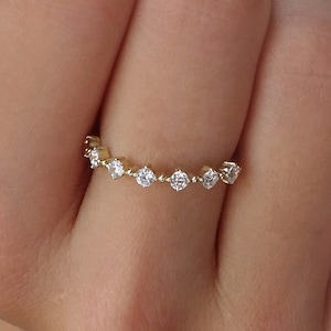 Solid Gold Multi-Zircon Eternity Ring | Stackable Dainty Jewelry | 9K-18K