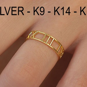 Solid Gold (9K,14K,18K) Roman Νumeral Ring, Custom Ring, Gift for her, Anniversary Gift