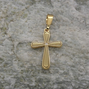 Solid gold cross 14K-18K, cross with diamond, gold cross charm, tiny cross necklace