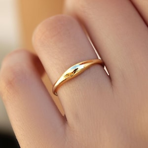 Solid Gold Ring K18, Tiny Dome Ring, Elegant Ring, Modern Ring, Simple Gold Ring, Minimalist Dainty Wedding Ring, Thin Ring, Stacking Ring