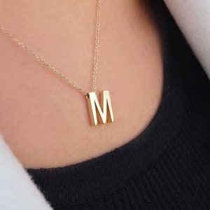 Personalized Solid Gold Monogram Necklace, Initial Pendant for Special Occasions
