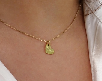 Solid Gold Fingerprint Heart Necklace: Personalized Memorial Jewelry