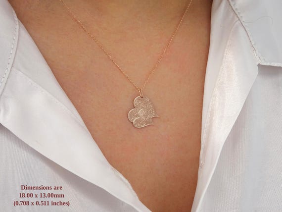 Solid Gold Double Heart Fingerprint Necklace, Custom Memorial Necklace