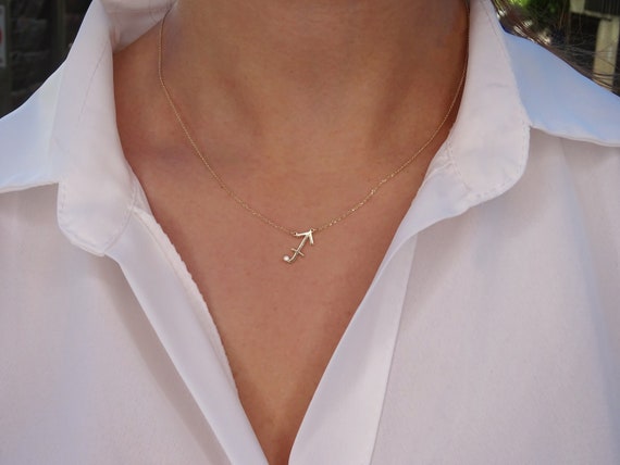 Solid Gold Sagittarius Zodiac Necklace with Diamond Stone