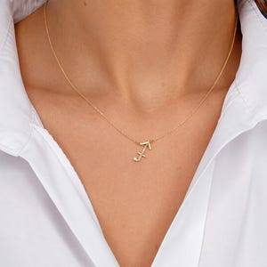 Solid Gold Sagittarius Necklace, Zodiac Necklace, Sagittarius Jewelry, Archer Necklace, Zodiac Gift for Her, December Birthstone Jewelry 画像 5