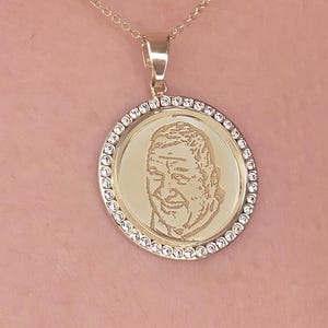 Solid Gold Fingerprint Disc Necklace with Diamond Gemstones, Mother’s Day gift, Mother’s Day