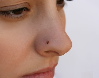 Solid Gold 14K 18K Nose Stud Nose Stud With Prongs Genuine