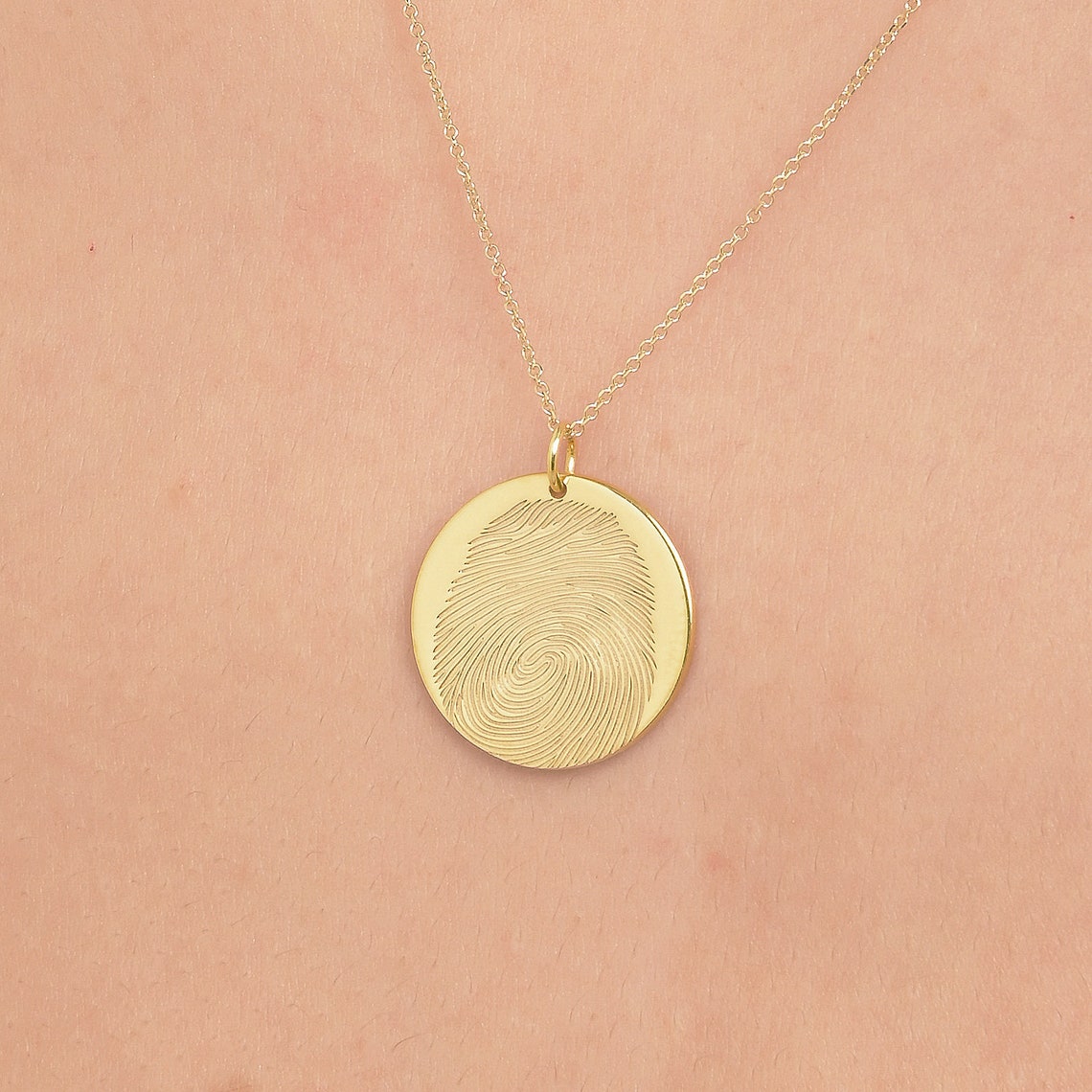 Solid gold necklace 14K9K Silver fingerprint necklace big Etsy