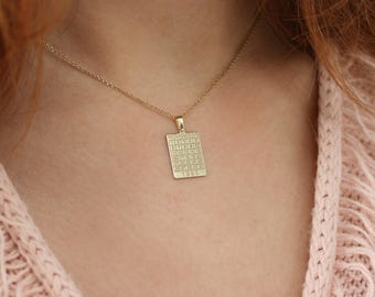 Solid Gold Calendar Diamond Pendant: Unique Birthday & Anniversary Necklace Gift