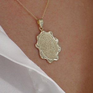 Solid gold (9Κ, 14Κ, 18Κ) Fingerprint Pendant, Oval Framed Fingerprint Personalized Necklace