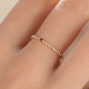 Solid Gold Multi-Stone Ring | Sapphire & Ruby | Dainty Modern Engagement Ring | 14K, 18K