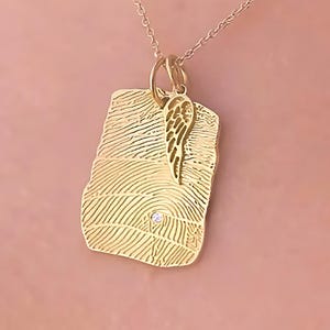 Silver Rectangle Fingerprint Necklace, 2 size Necklaces, Small Rectangle Pendant, Gift for mom, Mother’s Day Jewelry