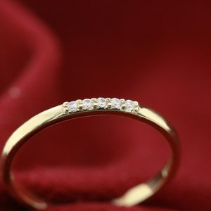 Solid Gold Diamond Band, Dainty 5-Stone Ring for Weddings & Engagements