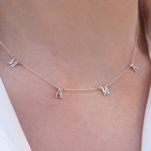 Personalized Silver Mama Necklace with Cubic Zircon Gemstones - Mother's Day Gift