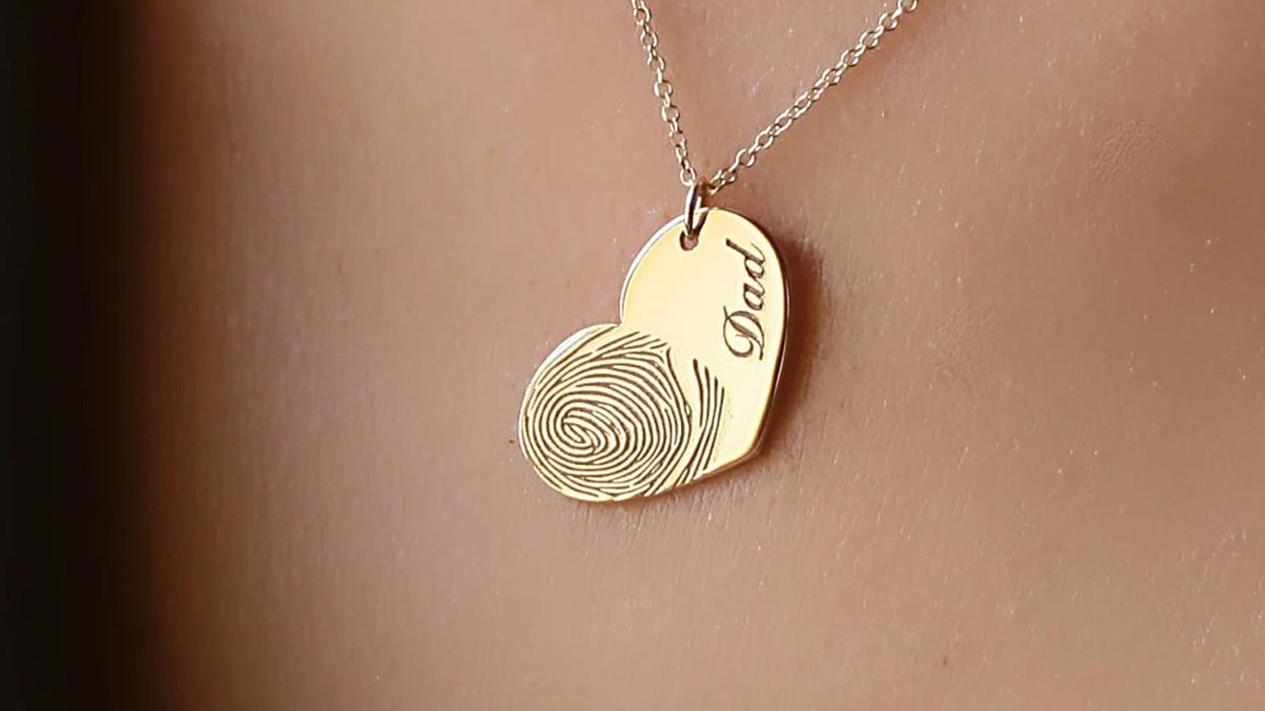 Solid Gold Heart Fingerprint Necklace, Mother’s Day gift, Mother’s Day