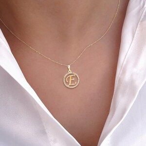 Solid Gold 14k-18k Initial Necklace with Diamond - Handmade Gemstone Pendant Gift for Her