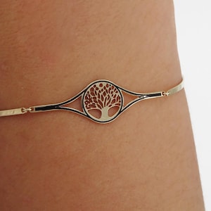 Solid Gold Tree of Life Bracelet: Spiritual Enamel Charm Family Heirloom, Gift for Women