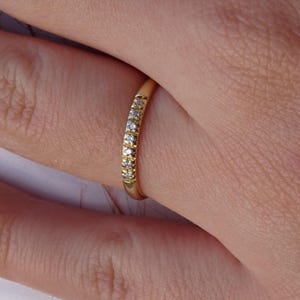 14k-18k Solid Gold Seven Diamond Ring - Minimalist Jewelry Gift for Her, Engagement Band