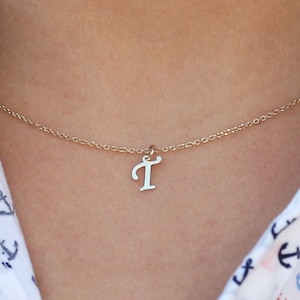 Solid Gold Necklace with Initial, Gold Necklace with number, Gift for her, Gift for him