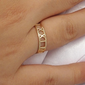 Solid Gold (9K,14K,18K) Roman Νumeral Ring, Custom Ring, Gift for her, Anniversary Gift
