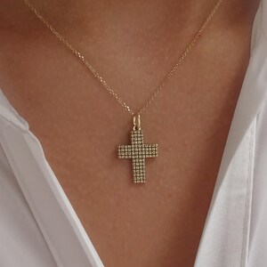 Solid Gold Cross Pendant, Minimal Orthodox Cross for Men