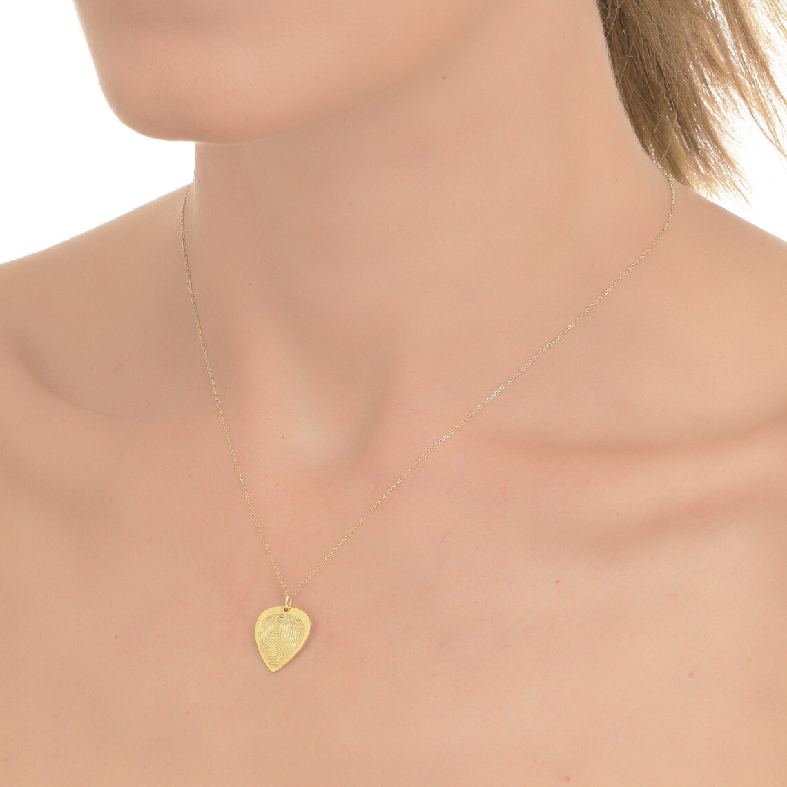 Solid Gold 14K9K Fingerprint Guitar Pick Necklace Etsy