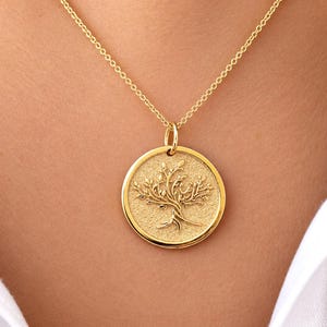 Solid Gold Tree of Life Necklace, Gold Family Tree Pendant, Celtic Tree Necklace, Minimalist Spiritual Jewelry, Gift for Her