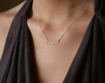 Necklace - Solid Gold 14K - 9K - Name - Personalize - Gift for her