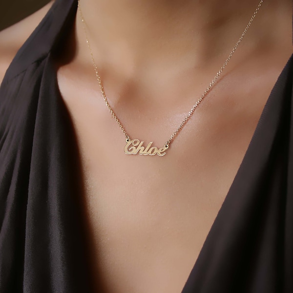 Necklace - Solid Gold 14K - 9K - Name - Personalize - Gift for her