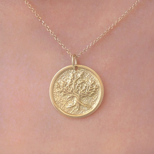 Tree of Life Necklace 14k Solid Gold Tree Dainty Necklace Etsy