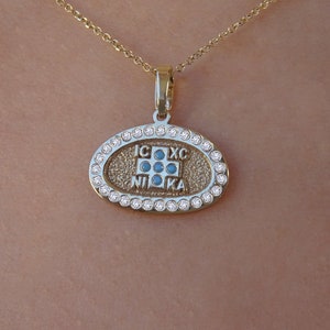 Solid Gold Cross Necklace, Gold Orthodox Jewelry, ICXC NIKA Pendant, Baptism Gift, Gold Constantine Coin Pendant, Christian Pendant