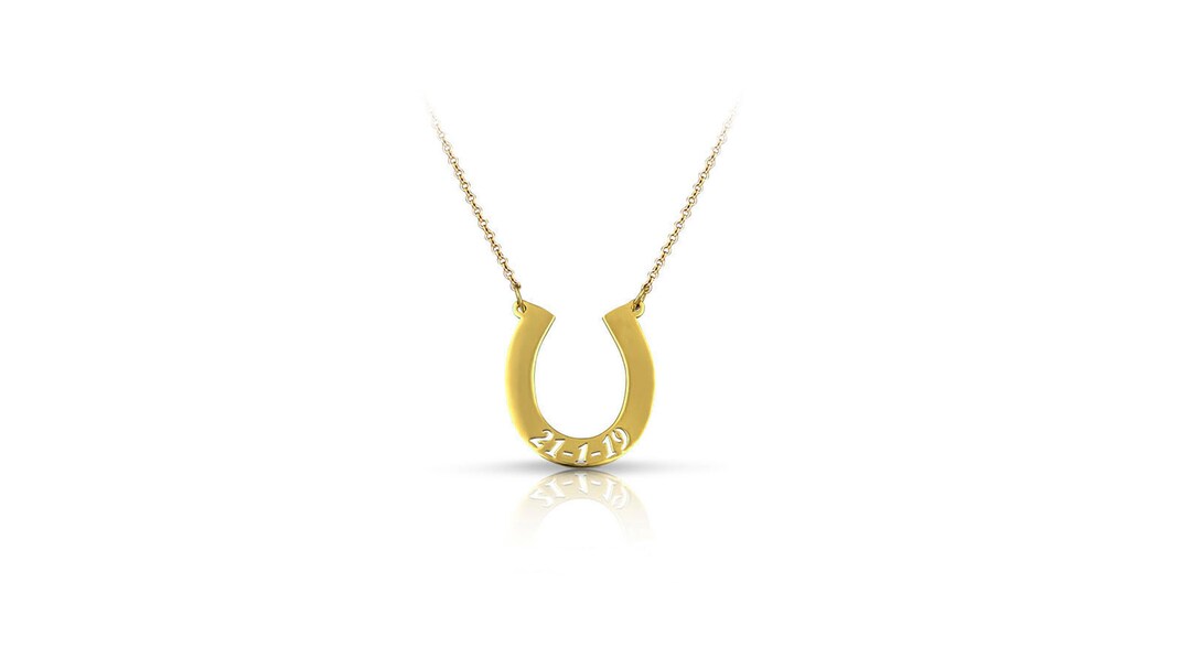 Solid Gold Horseshoe Necklace K18 Gold Good Luck Charm Gold Etsy