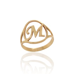 Personalized Solid Gold Monogram Ring | Custom Initial Jewelry Gift