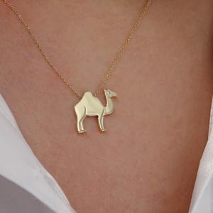 Solid Gold Camel Necklace with Diamonds | Handmade Animal Jewelry in 9K, 14K, 18K