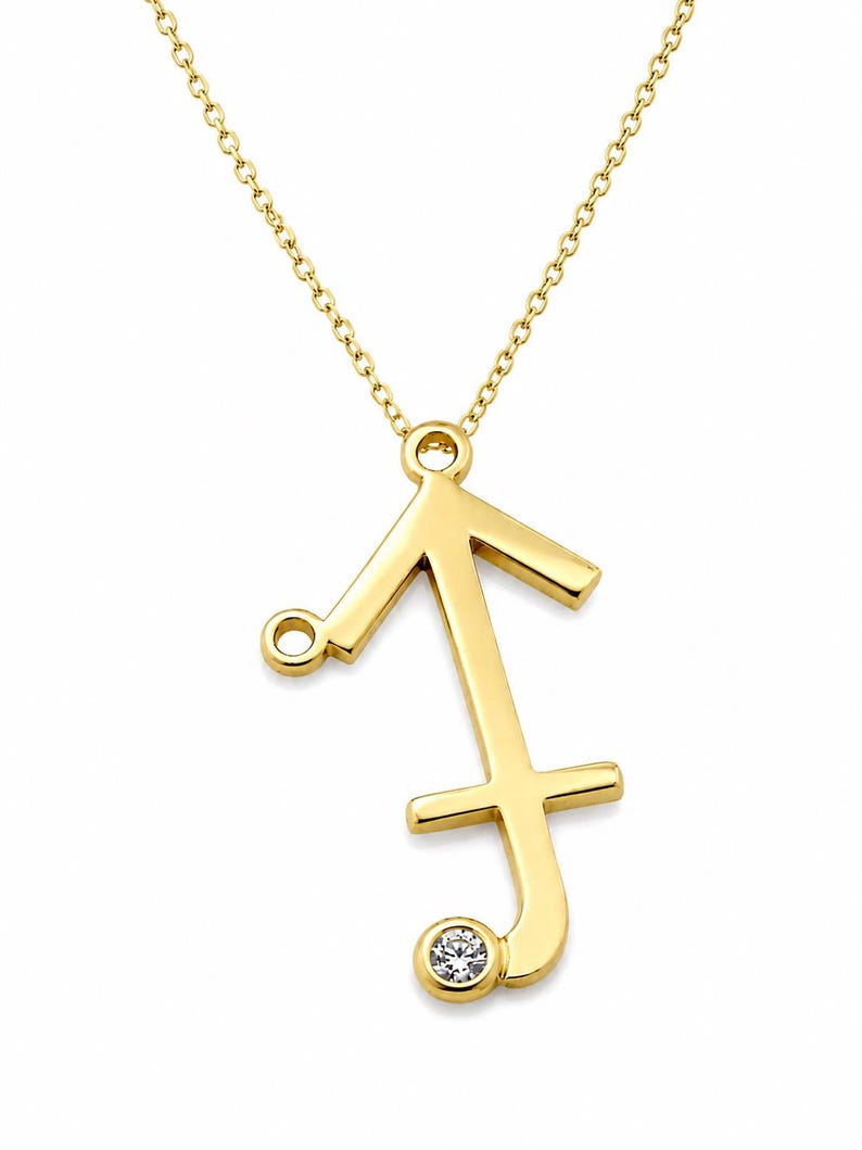 Solid Gold Sagittarius Necklace, Zodiac Necklace, Sagittarius Jewelry, Archer Necklace, Zodiac Gift for Her, December Birthstone Jewelry 画像 2